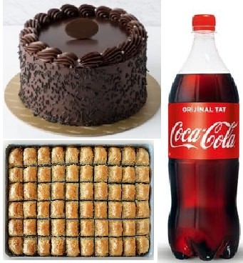 Lezzet Şöleni: Klasik Çikolatalı Pasta 1 kg Baklava ve Cola